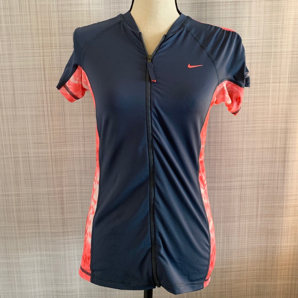 Nike Cycling Top in Gray and Tie-Dye Pink with Zip